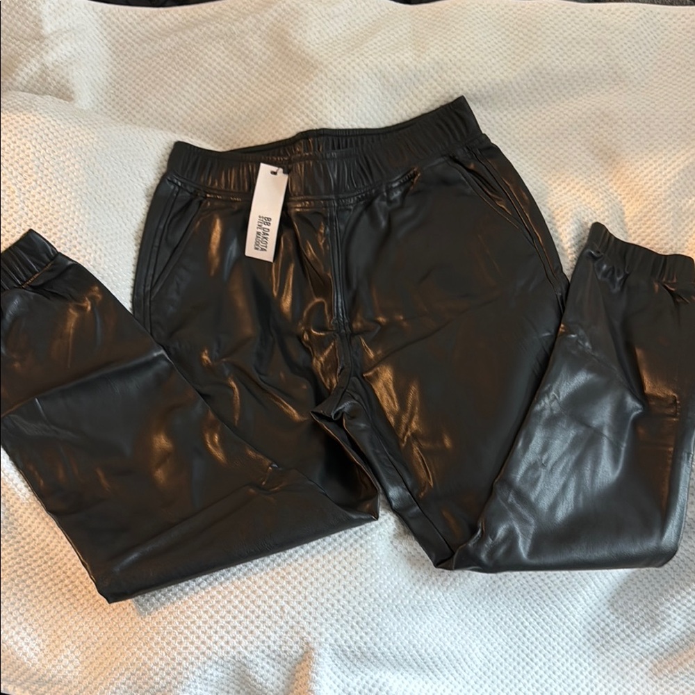 Black Faux Leather Joggers BB Dakota Steve Madden NWT